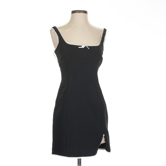 AMANDA UPRICHARD VALETTA DRESS {$238 MSRP} Black Ivory Lace Trim White Bow XS - Picture 8 of 9